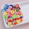 Colorful resin cylinder beads with rainbow stripes for DIY necklace making - Random Mixed Colors