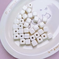 12mm white acrylic cube beads with a glossy finish for DIY jewelry and phone charms - 12mm / Off White