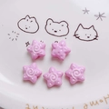 Five-piece set of pink acrylic star beads with cream swirl detail for DIY craft accessories - Pink