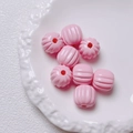 Close-up of pink pumpkin-shaped acrylic beads with center holes for DIY craft jewelry - Size approx 14.5*15.5mm, aperture approx 3.5mm (Single Piece) / Light Pink