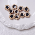 Milk tea and black acrylic flower beads for DIY jewelry with glossy enamel finish - 12mm / Light Coffee