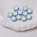 Light blue and yellow flower resin beads for DIY bracelets and phone chain making - 12mm / Blue