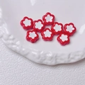 DIY colorful acrylic flower beads in red and white for handmade jewelry and keychains - 12mm / Red