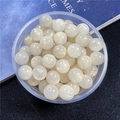 15mm translucent acrylic round beads with silk texture and golden swirls for DIY jewelry - Creamy White