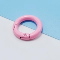 Pink 25mm circular zinc alloy spring O-ring clip for DIY jewelry and keychain - Pink