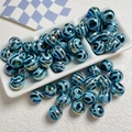 Himmelblaue Zebra-Streifen UV-beschichtete Rundperlen mit irisierender Textur für DIY-Schmuck - Standard Rund / Blau