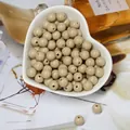 Perles rondes en acrylique beige pour bijoux DIY dans un bol en céramique en cœur - Café Clair