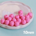 Perles en acrylique rose 10mm pour la création de bijoux et colliers artisanaux - Rose foncé