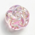 Irillerende roze geweven wollen bal kraal voor DIY telefoonketting met parelglans - 18mm / Transparant Roze