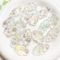 Chubby iridescent cloud beads with rainbow glitter for DIY jewelry making - 22x32mm (Sold by Piece) / White
