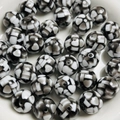Schachbrettmuster-Harzperlen mit Herz für DIY-Schmuck und Schlüsselanhänger-Basteln - 16mm (Öffnung ca. 2mm) / Schwarz