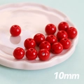 Perles en acrylique rouge poli de 10mm pour bijoux DIY et accessoires de chaîne - Rouge