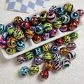 Perline rotonde colorate con motivo zebrato UV per gioielli fai-da-te e catene telefoniche - Tondo Standard / colori misti casuali
