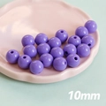 Perles rondes en acrylique violet macaron 10mm pour bijoux DIY et chaînes de téléphone - Violet foncé