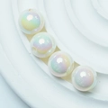 Kleurrijke iriserende macaron ronde kralen met UV-coating voor DIY sieradenaccessoires - 08-Crème Wit / 6 Mm / [per Stuk Verkocht] Minimale Bestelling 30 Stuks