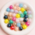 16mm glitter candy acrylic round beads with heart pattern for DIY jewelry and phone charms - 16mm / Random Mixed Colors