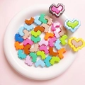 Colorful acrylic pixel heart beads and U-shaped DIY jewelry components on a tray - Diameter approx 25*29mm (Sold per piece) / 15-Inner Core-Random Mix