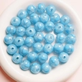 Light blue 16mm acrylic candy beads with silver glitter and heart pattern for DIY crafts - 16mm / Lake Blue