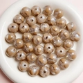 16mm milk tea color acrylic beads with fine glitter heart pattern for DIY jewelry - 16mm / Brown
