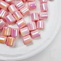 Perles barillet en acrylique irisé rose avec revêtement UV pour bijoux DIY et chaînes - Diamètre env. 16mm Trou env. 6mm / Rose Électroplaqué