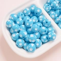 Macro shot of 12mm blue resin polka dot beads with pre-drilled holes for DIY jewelry - Diameter 12mm (2.8mm Hole) / Blue