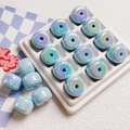 Perline rotonde in acrilico azzurro iridescente per gioielli e catene per telefoni - Diametro 20mm Spessore 14mm / 01-Blu Cangiante