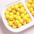 Macro shot of yellow 12mm resin beads with white polka dots for jewelry making - Diameter 12mm (2.8mm Hole) / Yellow