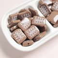 Brown toast-shaped bead with math formulas for DIY jewelry and phone charms - 19.4x23mm / Dark Coffee