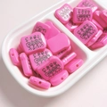 Pink bread-shaped DIY charm bead with multiplication math patterns for jewelry making - 19.4x23mm / Rose Red