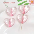 Pink gradient heart-shaped acrylic bead with bubble effect and vertical hole 15x17mm - Pink