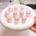 Set of 10 pink cartoon pig beads for DIY jewelry making with vertical holes - Little Pink Pig