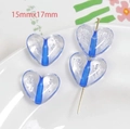Blue striped heart-shaped acrylic bubble beads for DIY jewelry making 15mmx17mm - Sapphire Blue