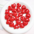 Vibrant red glossy heart-shaped beads for DIY jewelry and phone chain accessories - 20mm / Red