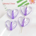 Purple heart-shaped acrylic bubble beads for DIY jewelry making 15mm x 17mm size - Purple