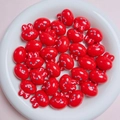 Detail of 20mm red acrylic rabbit charms with cartoon smiles for DIY jewelry crafts - 20mm (2mm Aperture) / Shiny Red