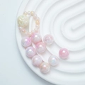 Perles d'aurore en acrylique rose clair irisées avec breloque fleur de rose jaune - Rose Jaune