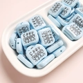 Light blue square memory bread loose beads with math formula for DIY jewelry making - 19.4x23mm / Light Blue