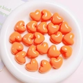 Glossy bright orange heart-shaped acrylic beads for DIY jewelry and phone chain making - 20mm / Orange
