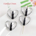 15mmx17mm clear acrylic heart beads with air bubbles and black stripes for DIY jewelry - Black