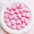 Pink heart-shaped resin beads with glossy finish for DIY jewelry and phone chain making - 20mm / Pink
