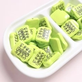 Neon green toast-shaped bead with formula print for DIY jewelry and phone charms - 19.4x23mm / Green