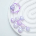 Perles rondes en acrylique irisées violettes pour bijoux DIY et chaînes de téléphone - Violet Blanc