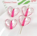 Pink heart-shaped 15x17mm acrylic beads with bubble effect for DIY jewelry making - Rose Red