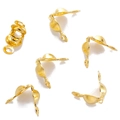 DIY jewelry making supplies, pack of golden bead covers and double-loop connectors - 100 Pieces/Pack (4x7mm) / Gold