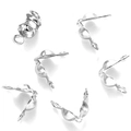 Polished silver calotte crimp bead connectors with loops for DIY jewelry projects - 100 Pieces/Pack (4x7mm) / White Gold