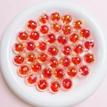 Macro view of 16mm transparent AB coated orange beads for DIY jewelry making - Diameter about 16mm Aperture about 2.5mm / Red