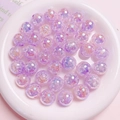 Close-up of 16mm purple crackle beads with UV gradient and glitter for DIY jewelry making - Size approx 16mm, Hole approx 2.8mm / Purple