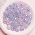 Macro view of 16mm purple blue gradient crackle beads with glitter for DIY jewelry making - Size approx 16mm, Hole approx 2.8mm / Blue Purple Pink