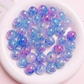 DIY 16mm UV gradient beads with crackle texture in blue and purple tones for jewelry - Size approx 16mm, Hole approx 2.8mm / Blue and Purple