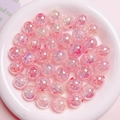 Pink aurora crackle beads 16mm iridescent resin loose spheres for DIY jewelry making crafts - Size approx 16mm, Hole approx 2.8mm / Pink